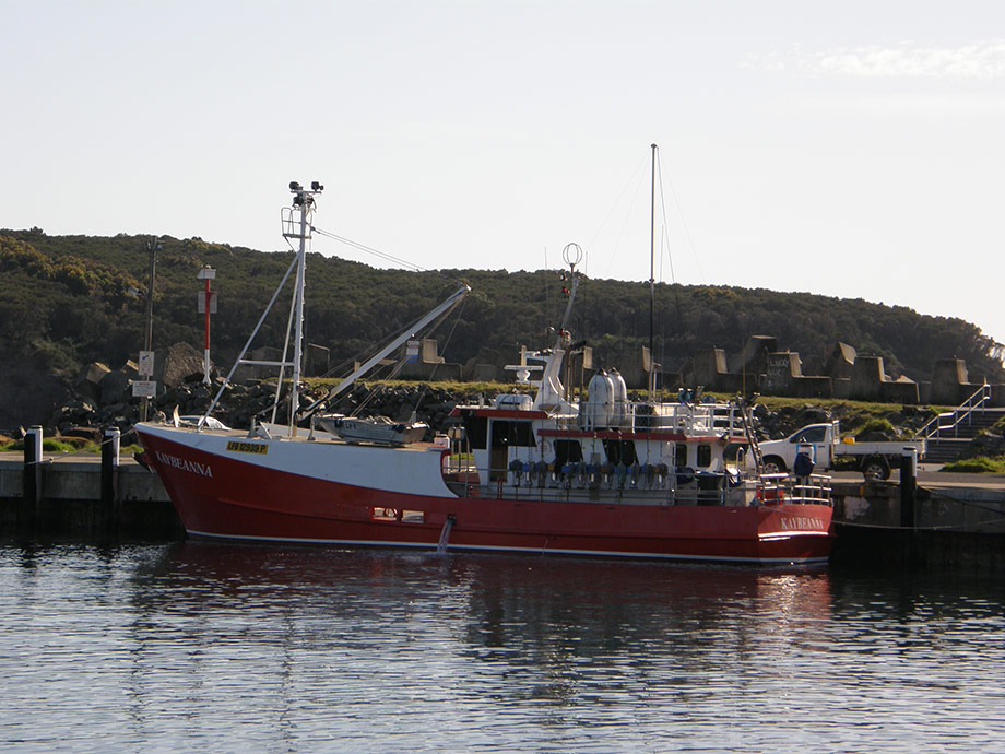 Vessel in the water after antifoul and boot line painted.